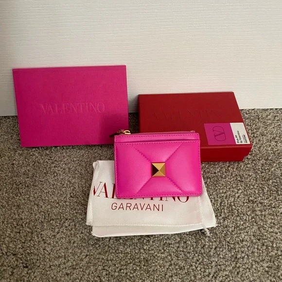 Valentino Garavani Fuchsia Pink Card Holder - Picture 1 of 10